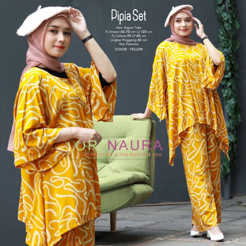 ONE SET WAKA WAKA PIPIA SET RAYON  / SETELAN RAYON / PIYAMA RAYON / SET / SETELAN WANITA KEKINIAN