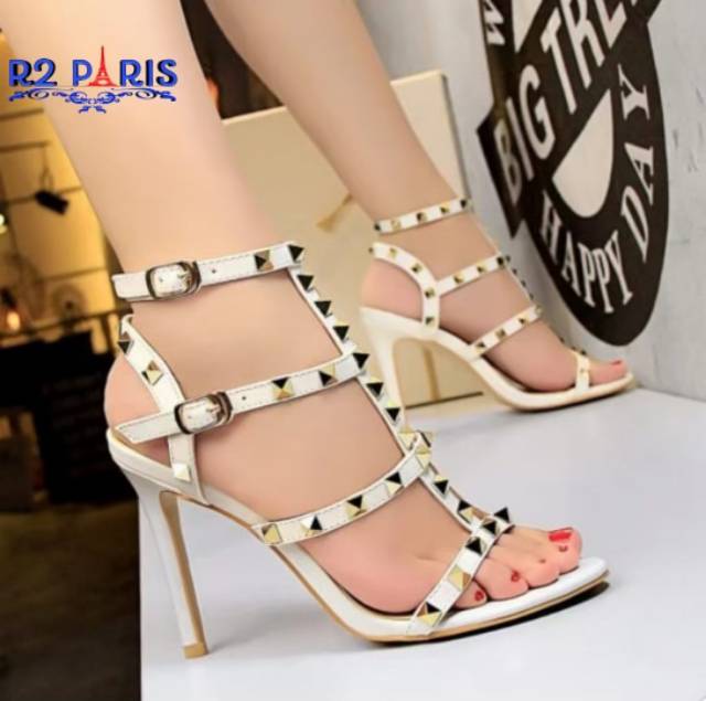 zepatu zepatu high heels stud piramid wanita OF-90