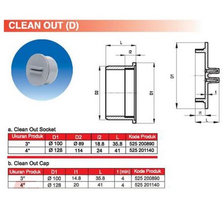 [COD] GROSIR - TUTUP KONTROL PIPA BUKA TUTUP - CLEAN OUT - 4 INCH - D - RUCIKA