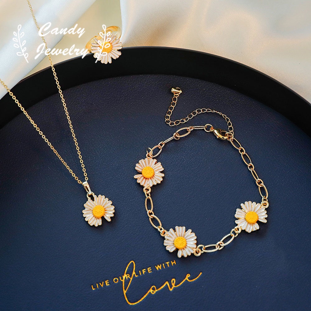 Gelang Desain Bunga Daisy Warna Permen Untuk Wanita