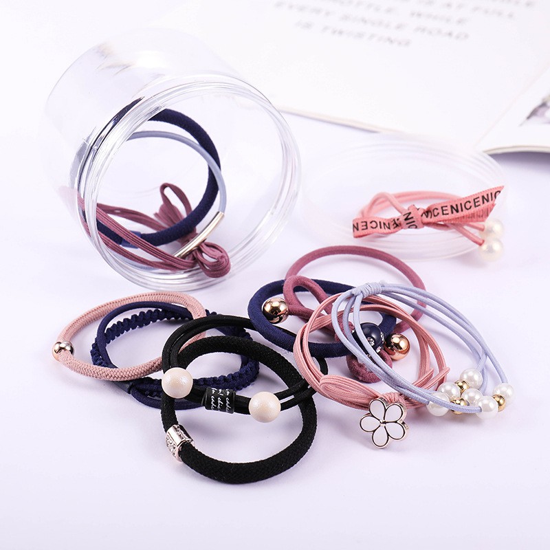 [12 in 1] Ikat Rambut Wanita Elastis Bahan Karet Aksesoris Fashion Gaya Korea Import