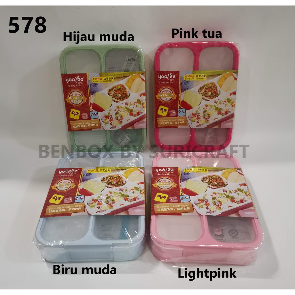 Promo Lunch Box Kotak Makan Yooyee Grid 4 Sekat #578 Anti Tumpah XGx9yDhnX3q5l