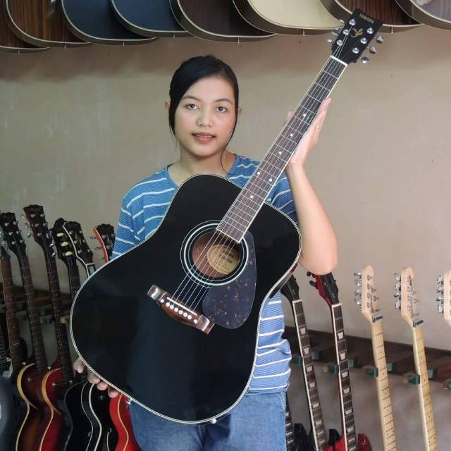 GITAR YAMAHA F335 AKUSTIK ELEKTRIK HITAM