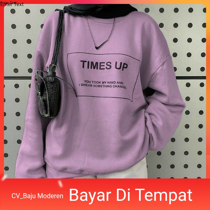 Sweater Oblong Wanita Times Up Bahan Babyterry ukuran Fit XL