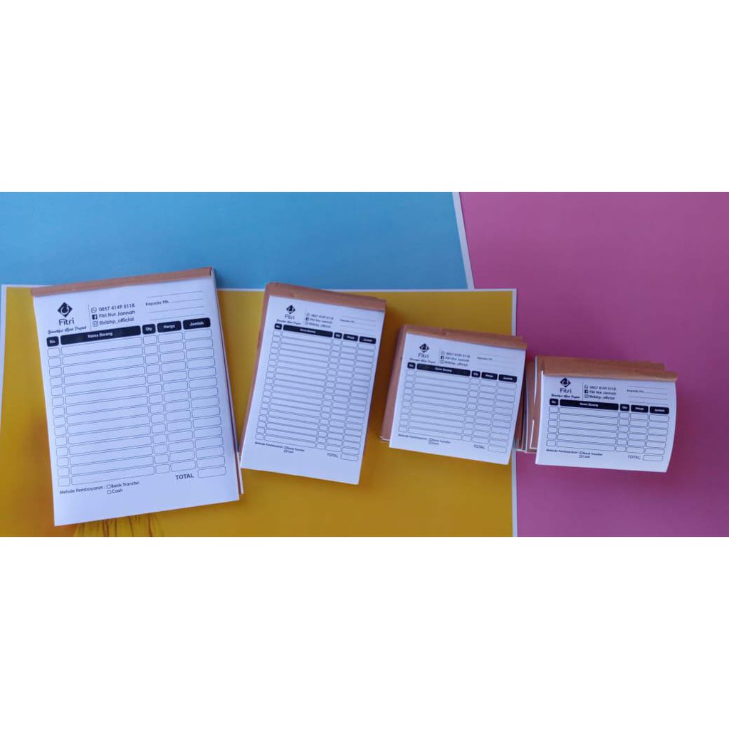 

NOTA 3 PLY (uk.1/2 isi 2 buku, uk. 1/3 isi 3buku, uk. 1/4 isi 4 buku, uk.1/6 isi 6 buku)
