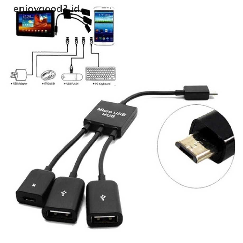 Kabel Data / Charger Otg 3 / 4 Port Micro Usb Untuk Android