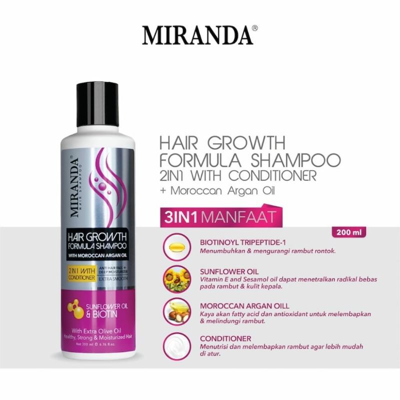 MIRANDA Shampoo Kuda 200mL (KEMASAN BARU) Hair Growth Biotin Shampoo