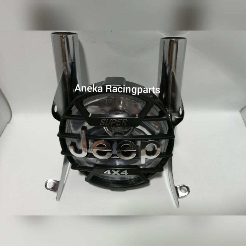 Lampu custom jeep universal motor set breket / lampu costum variasi / lampu depan jeep crum