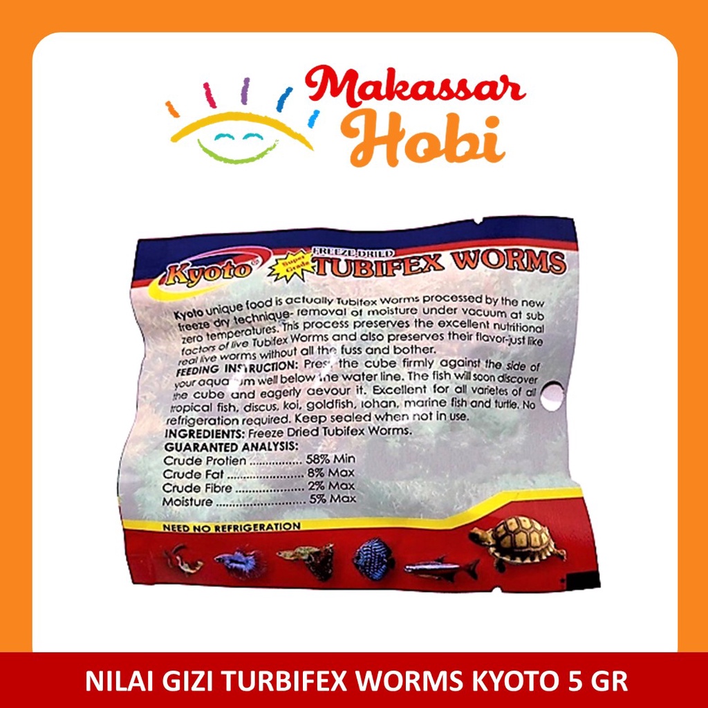 Tubifex Worms 5 gram Cacing Sutra Beku Kering Kyoto Worm Makanan Ikan