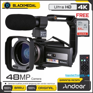 Andoer Kamera Video Digital Kamera Video Digital Ultra HD 4K 60FPS DV 48MP 16X Zoom LCD 3 Inci Layar
