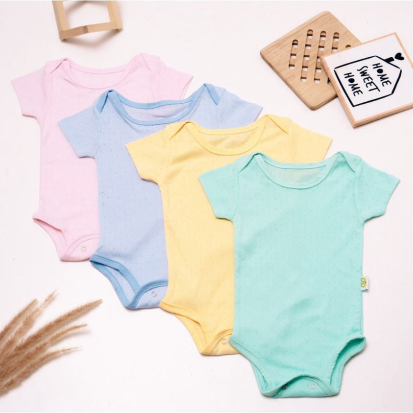 Pointelle Jumper Baju kodok / Bodysuit Pointelle Bayi BonBinZoo Motif Cewek/Cowok Newborn 0/3 3/6 Bulan