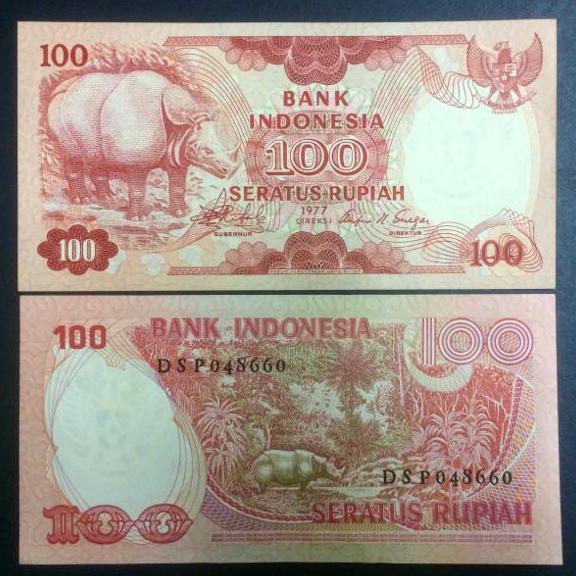 100 Rupiah Badak 1977 / Uang kuno indonesia / Koleksi