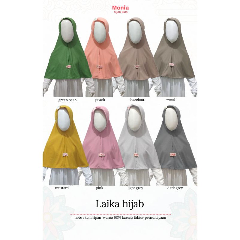 Laika Hijab  by Monia Hijab Kids size M (3-5th) | Jilbab anak instant