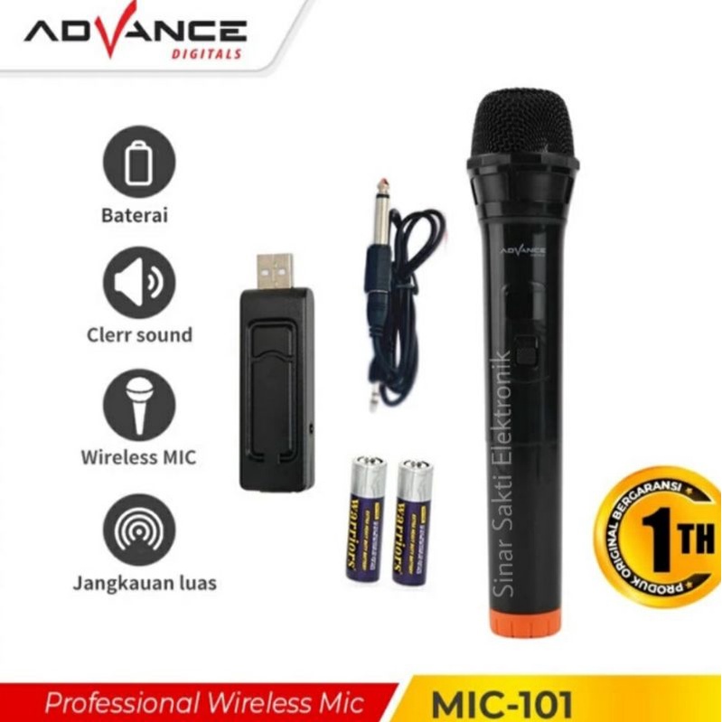 Microphone Mic Wireless Advance 101 Single Tanpa Kabel Karaoke Malang