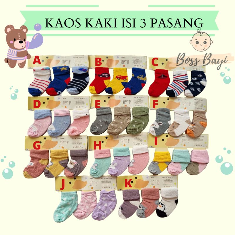 WINTEKU - Kaos Kaki Bayi 0-6bulan (1 Set isi 3 Pasang)