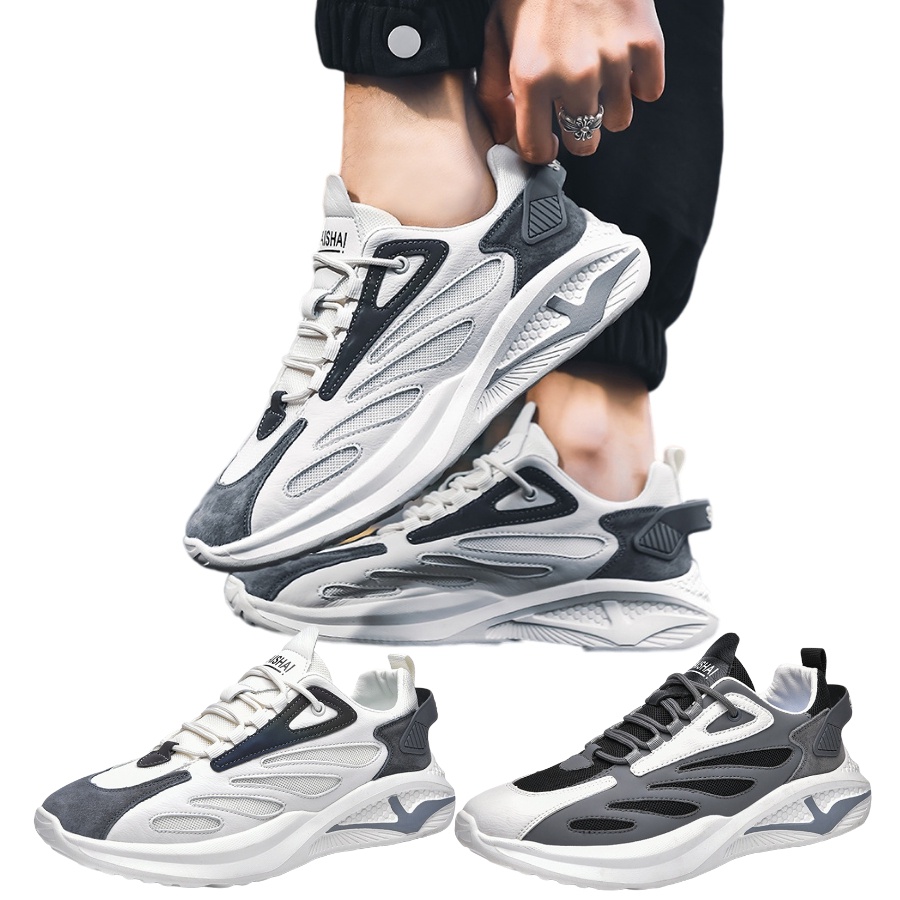 JAKARTAWHOLESALE [COD] 110520 Sneakers Sepatu Cowok Bertali Sepatu Model Sporty Men Fashion