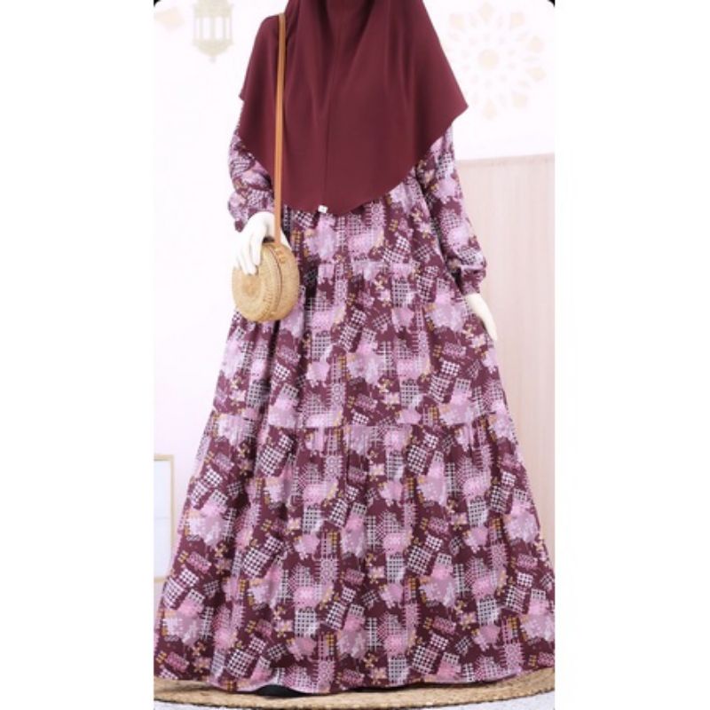 Gamis Lebaran - Baju Lebaran - Dress - Homedress - Atelier Angelina size M - Bella - xoxo maroon