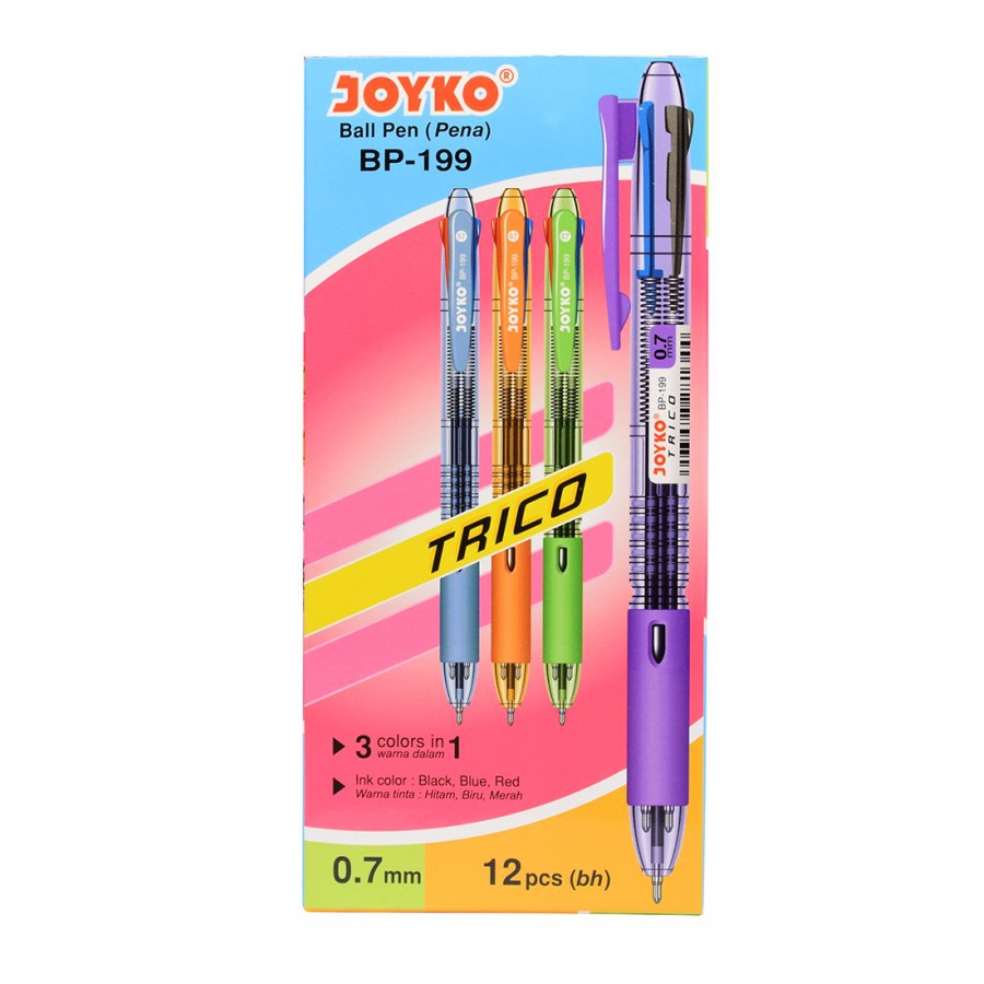 

Joyko Pulpen BP-199 Trico / Pulpen 3 Warna Murah Berkualitas