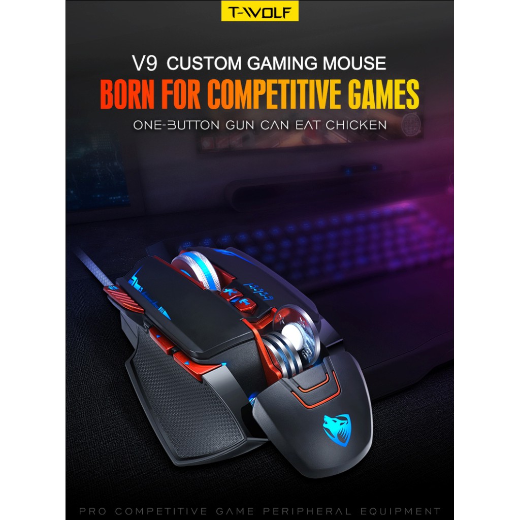 SKU-1140 MOUSE GAMING T-WOLF V9 MACRO PROGRAMMING 8 TOMBOL