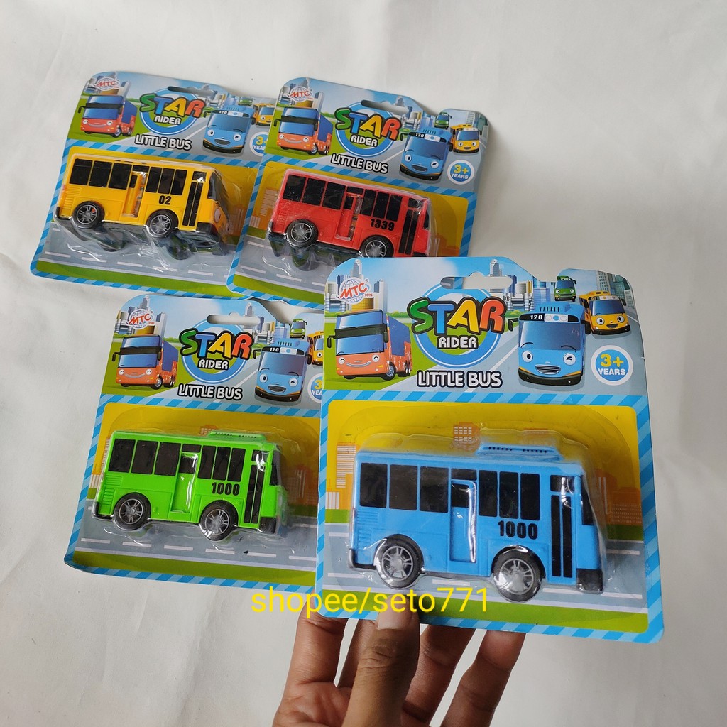 Bisa Geser Pintu & Pullback Mini Bus Little Star Rider Biru Merah Hijau Kuning