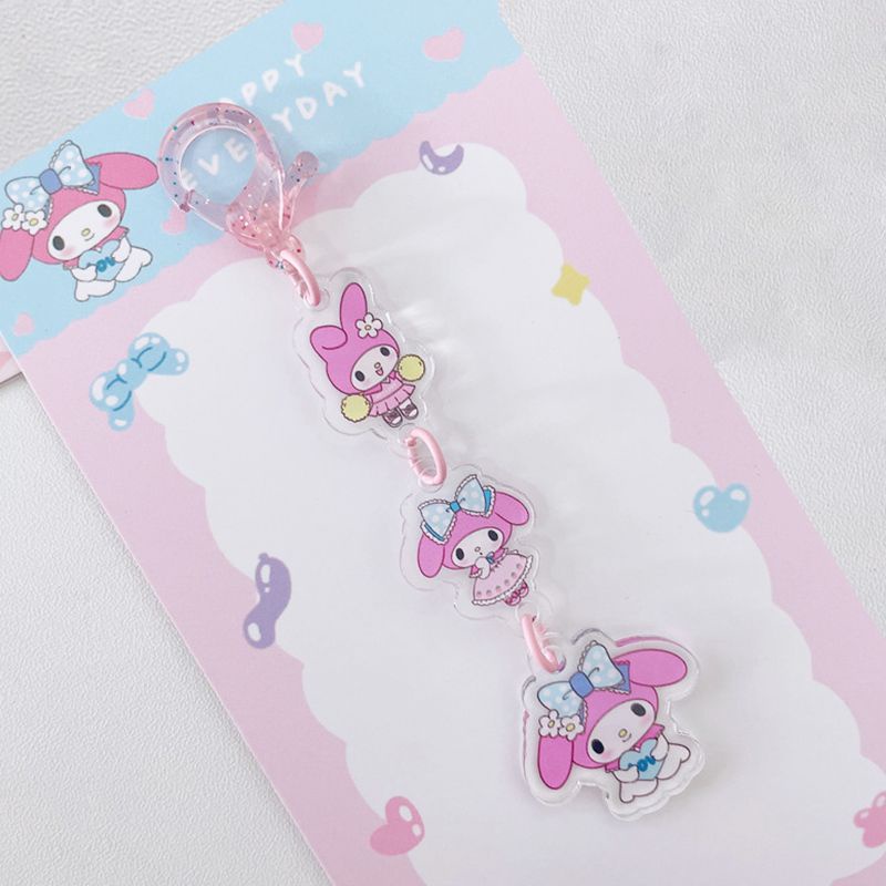 Sanrio Cute Cartoon Acrylic Keychain Kuromi Melody Keyring Bag Pendant Girl Gift