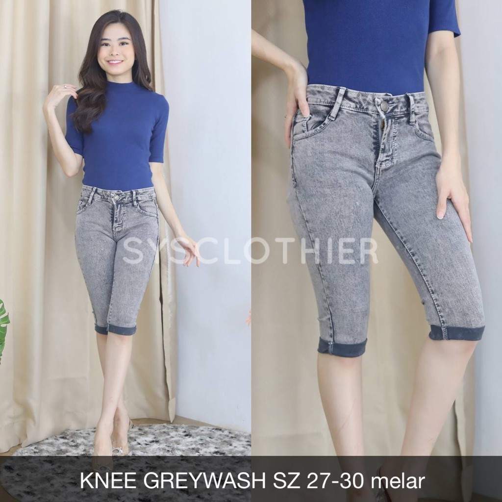 CELANA JEANS WANITA KNEE GREYWASH