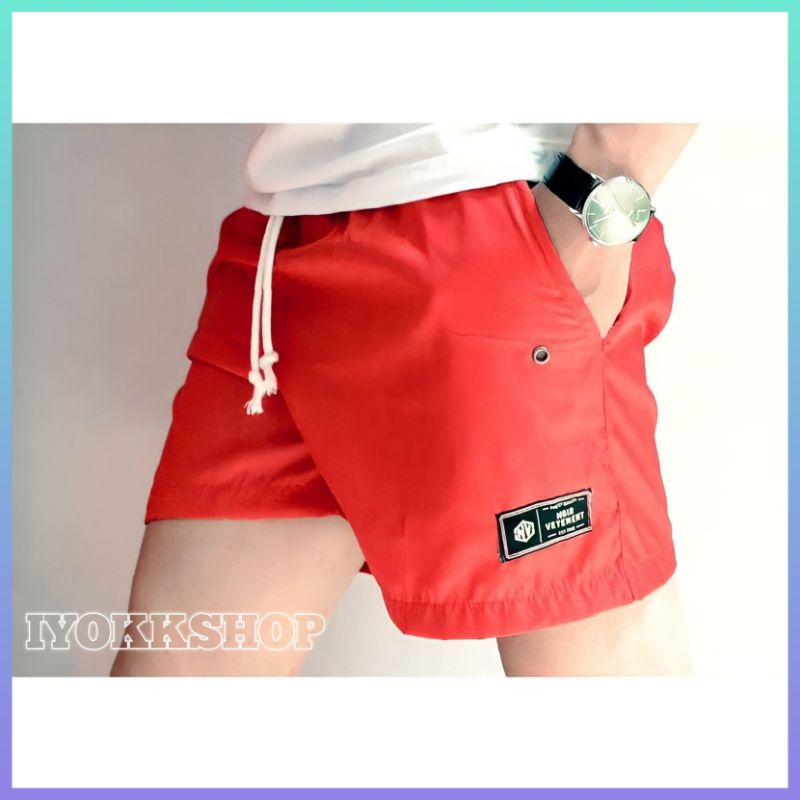 ORIGINAL NOIR VETEMENTS MERAH Celana Santai Celana Pantai Celana Pendek Pria Celana Pendek Wanita celana Boxer Kolor Celana Futsal noir vetement iyokkshop