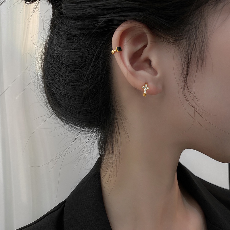 Grosir 1 pasang anting hoop perak 925, earrings berlian emas bulat, aksesoris telinga fashion tindik Tidak alergi-4