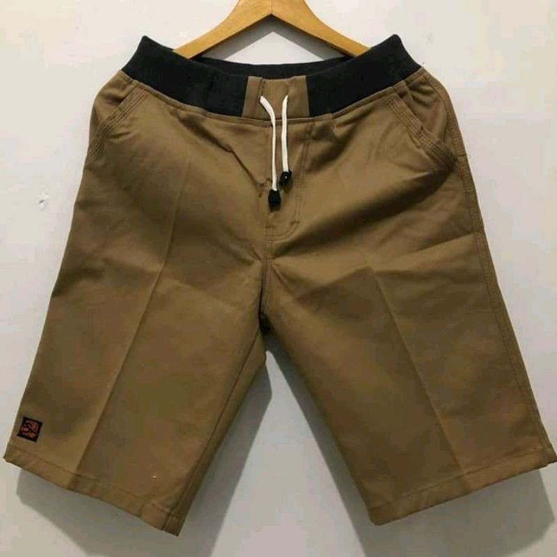 CELANA CHINO PENDEK PRIA MICK PINGGANG KARET RIP KATUN TWILL SURFING DEWASA CELANA CHINOS