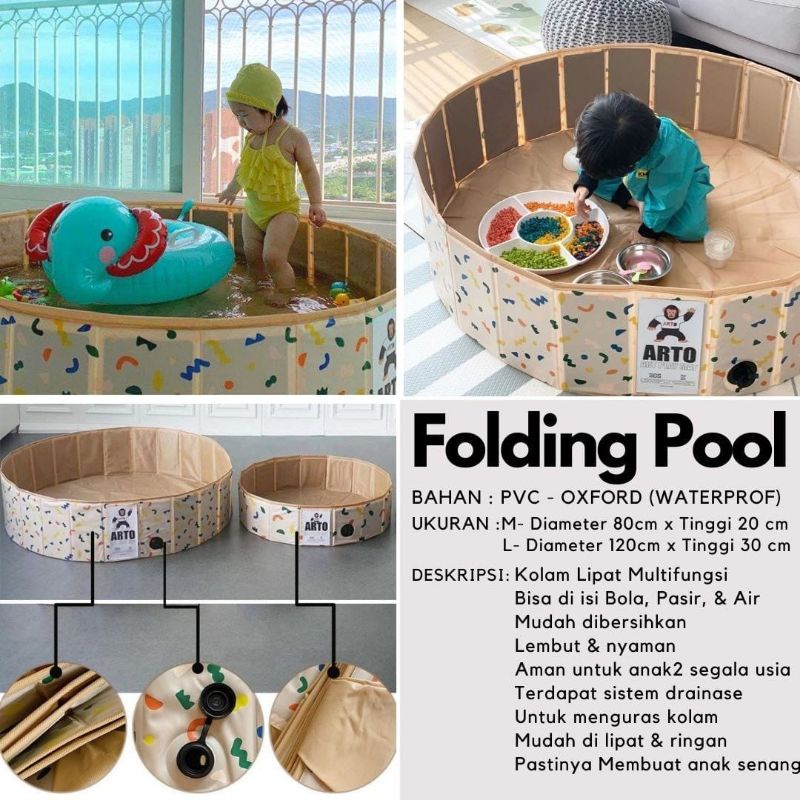 Kolam Mainan Folding Mat Pool Portable Korea / Kolam Lipat / art sensory mat / alas sensori | Miru Art Play Mat Waterproof Folding Pool Mat Sensory Mat Alas DUPE KOREA