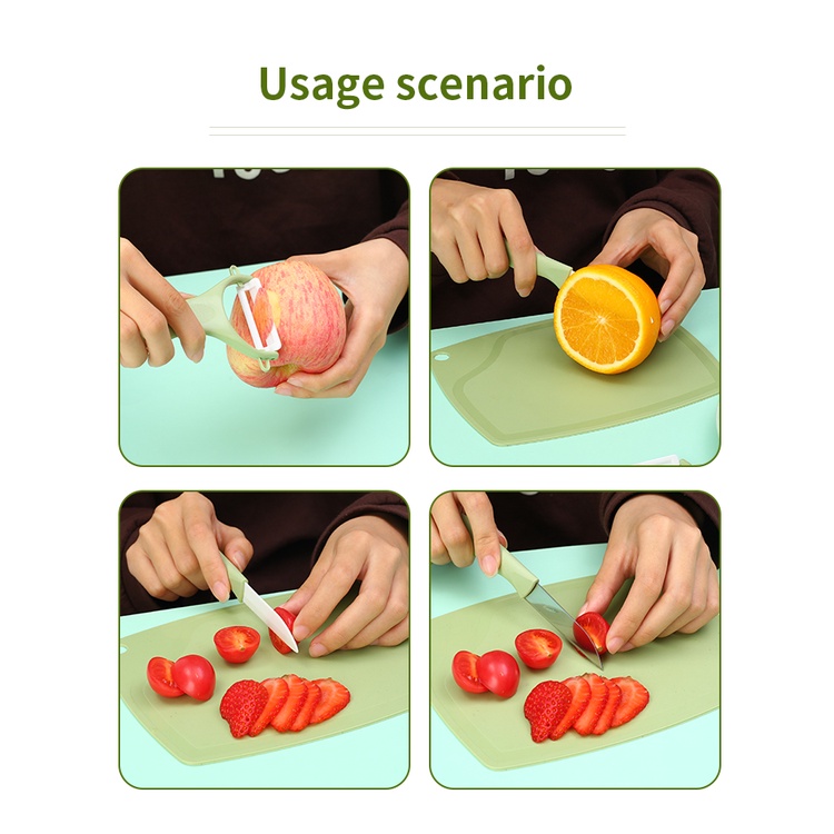 Pisau Set Talenan 3in1 Ceramic Peeler fruit Alat pengupas penyerut kulit buah kitchen knife cutting board set piso tatakan serbaguna Alas pemotong sayuran dan lainnya tajam anti karat