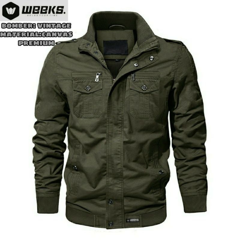 Jaket canvas pria/jaket elegan pria/jaket bomber premium/jaket pria tebal/COD BAYAR DI TEMPAT