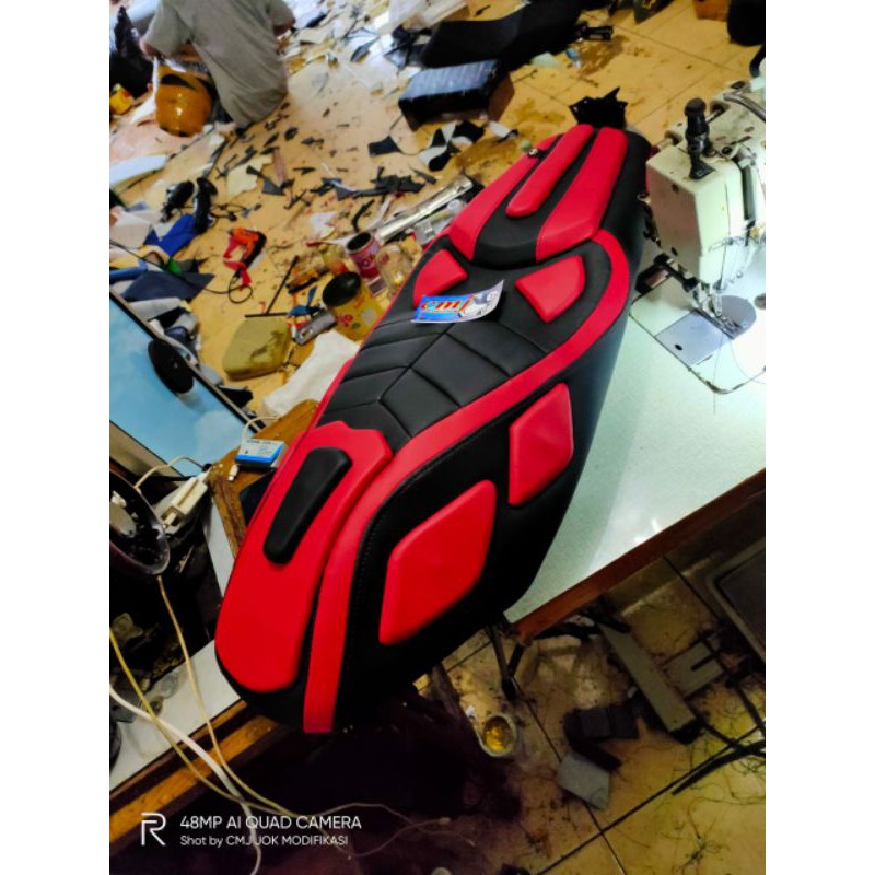 JOK NMAX MODEL PREDATOR STRER RETRO MERAH HITAM FULL MBTECH