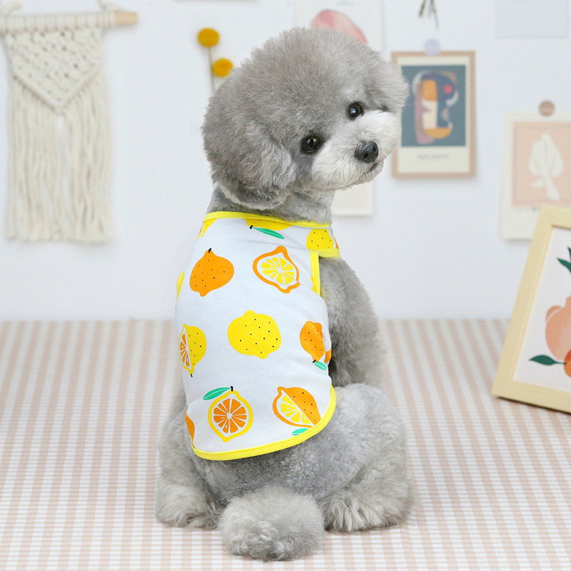 ★〓YUFeiPet〓★ Pet Dog Summer New Clothing Cute Thin Five-color Fruit Vest Casual Unisex Dogs Poodle Pug Dress Vest Shirt Dog Clothing T-shirt