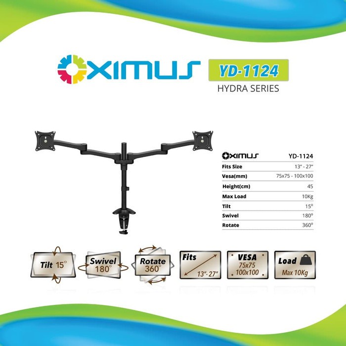 BRACKET TV LCD LED dua monitor TV 13&quot; - 27&quot; OXIMUS HYDRA-YD1124