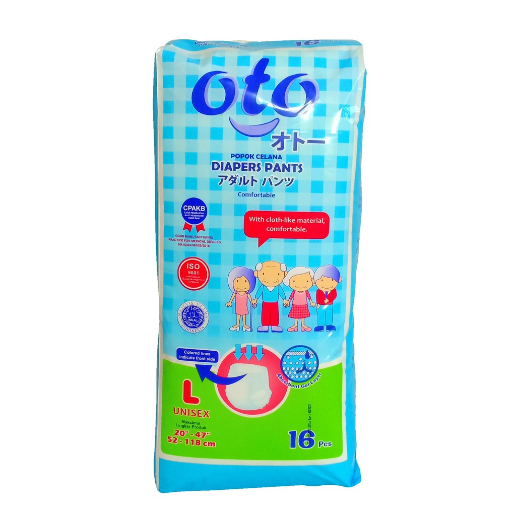 OTO Popok Dewasa model Celana Adult Diapers PANTS size L 16 pcs