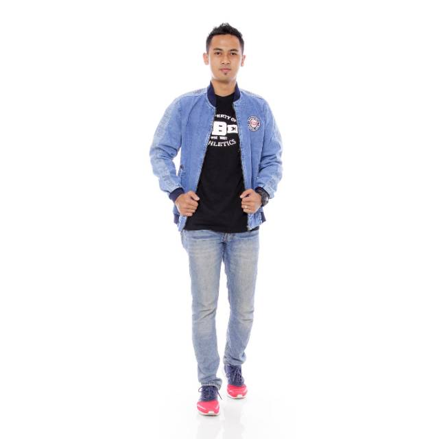 Jaket jeans rocavela strip jaket jeans model bomber