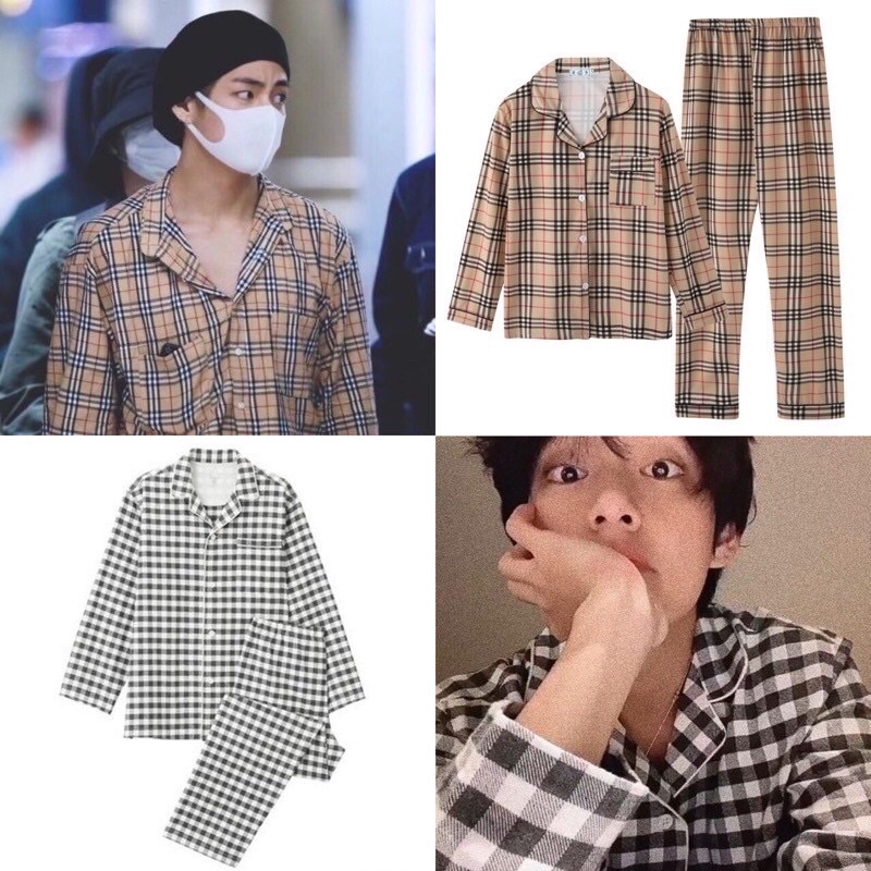 Piyama Kotak Kim Taehyung BTS V / Baju Tidur Kotak-Kotak Korea / Pajamas Kotak Taehyung BTS V Korea