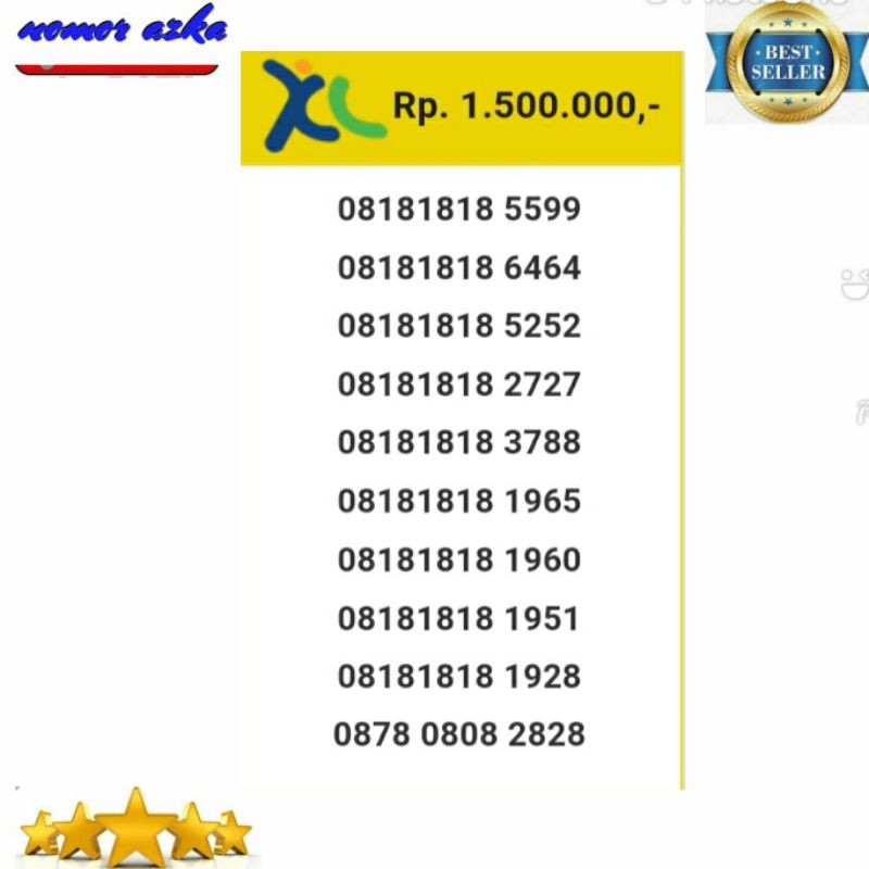 Nomor cantik XL 08181818 5599 seri Double AA 5599 rapi Bsm04
