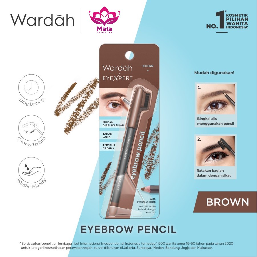 Wardah Eyebrow Pencil 1.14 g Brown Black - Pensil Alis