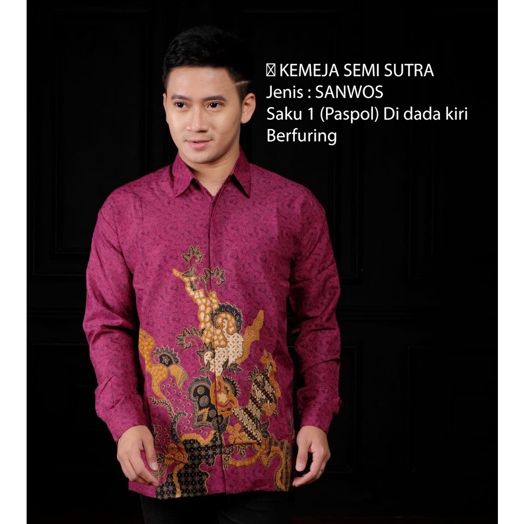 Kemeja Batik Semi Sutra Pria | Hem Batik Semi Sutra Pria | Kemeja Batik | SS0049