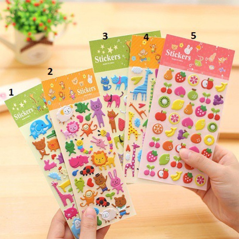 Stiker Bubble 3D Motif Kartun Kebun Binatang Untuk Dekorasi Diary / Handphone / Hadiah Anak Tk DIY