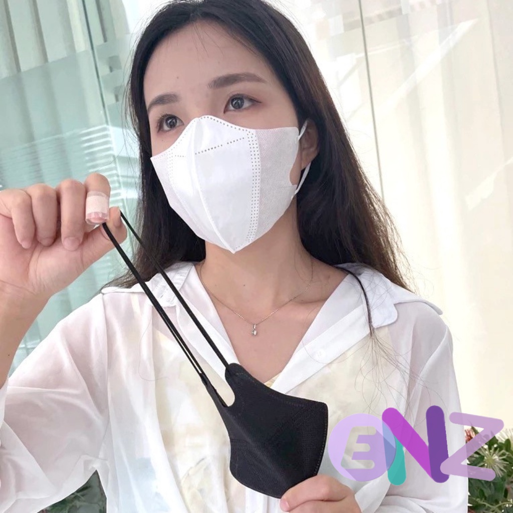 ENZ ® MASKER DUCKBILL DUCK BILL FACEMASK FACE MASK DISPOSABLE 3PLY 3 PLY HITAM PUTIH ISI 50 PCS UKURAN DEWASA 1027
