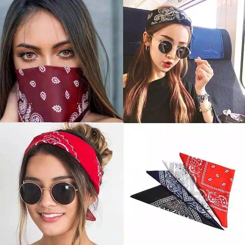 Korean Fashion Bando Bandana Kain Headband Bandana Masker Dewasa Motif