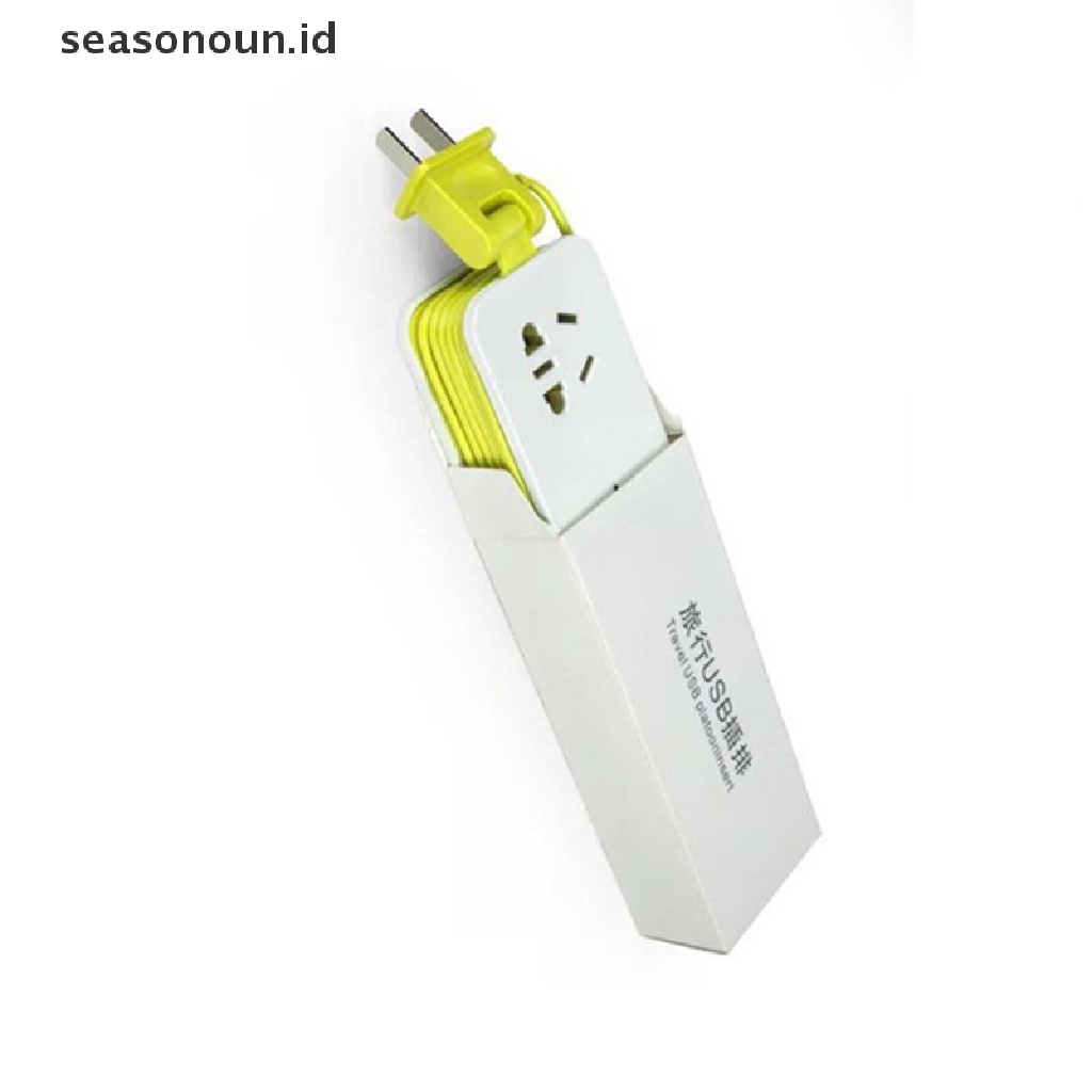 (seasonoun) Kabel Extension Power Strip Portable Panjang 1.5M + 2 Port USB