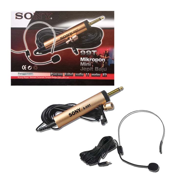 Sony SN-99T Mic Clip On Mic Jepit Imam Microphone Kabel