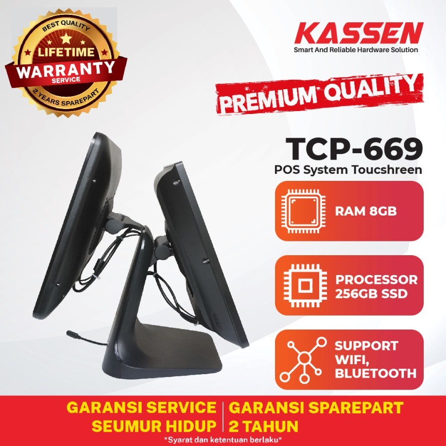 KASSEN TCP-669 WINDOWS MESIN KASIR TOUCHSCREEN + DUAL DISPLAY 15&quot; 8GB