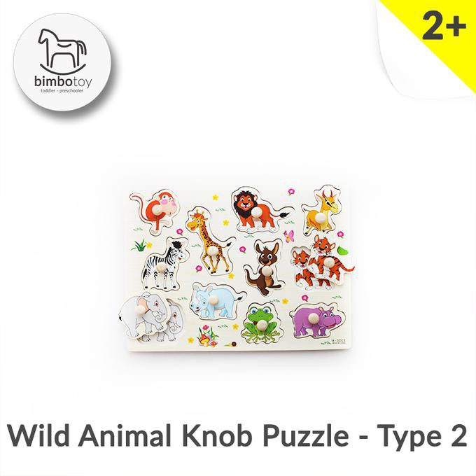 

14.84Ftgrdujh- Bimbozone - Mainan Puzzle Kayu Binatang Wild Animal Knob Puzzle Type 2 -Toko-Boneka.