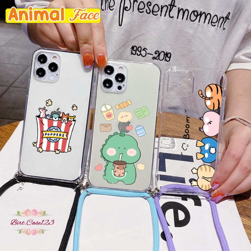 SOFTCASE SLINGCASE LANYARD BENING ANIMAL FACE OPPO VIVO XIAOMI SAMSUNG REALME IPHONE ALL TYPE BC5778