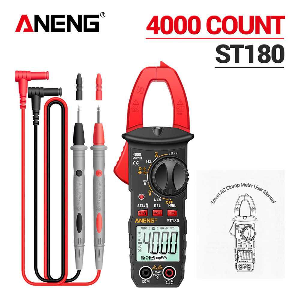 ANENG Tang Ammeter Rentang Otomatis Meteran Klem Digital AC/DC Saat Ini 1mA True RMS Pemeriksaan Langsung Rentang Otomatis NCV Penguji Kapasitor Frekuensi Temperatur Multimeter